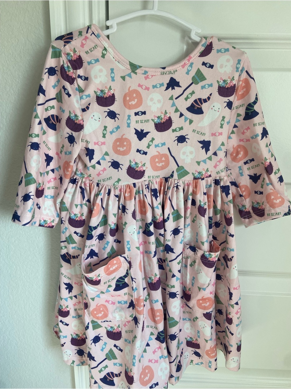 Mila & Rose Halloween Pumpkin & Ghost Print Pink Dress
